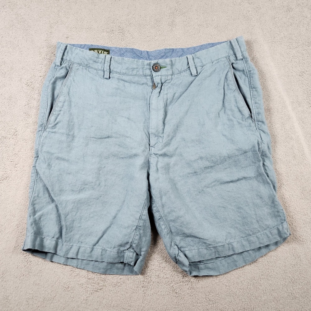 Orvis Linen Flat Front Shorts Mens Size 36 Casual Summer Beach Wear